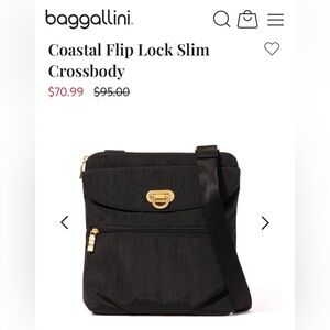 Baggallini Black Coastal Messenger Bag